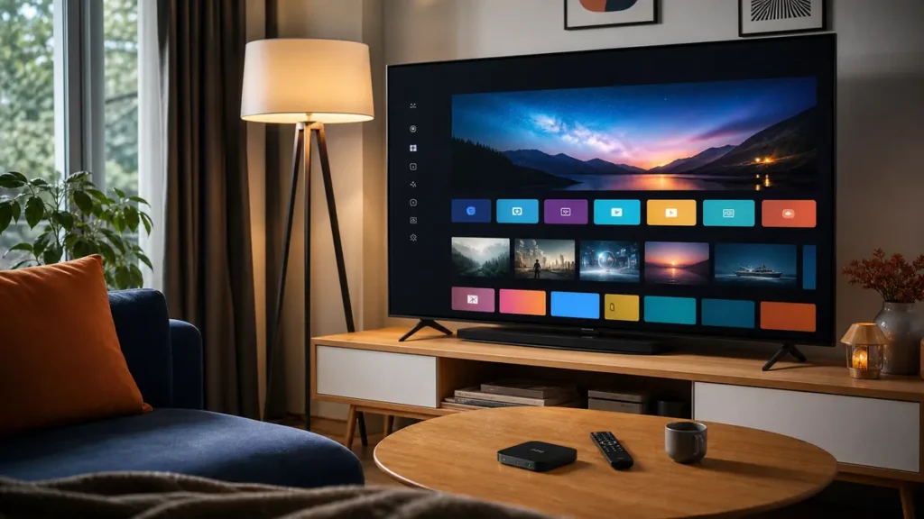 Installer l’IPTV sur Android TV et Google TV dans un salon moderne